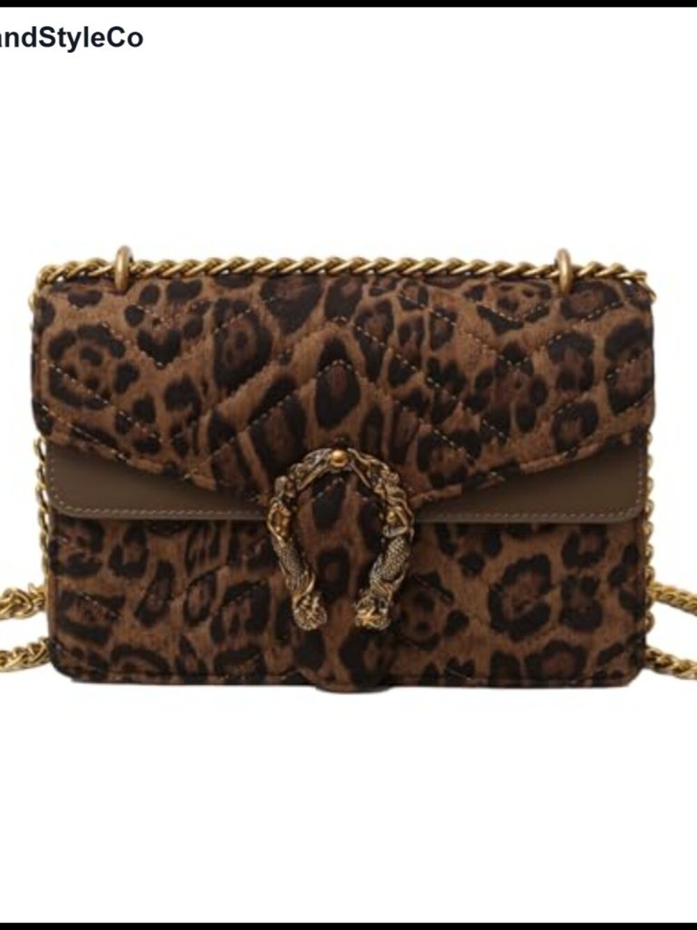 Snake Printed Crossbody Bag Faux Leather Chain Strap Evening Clutch